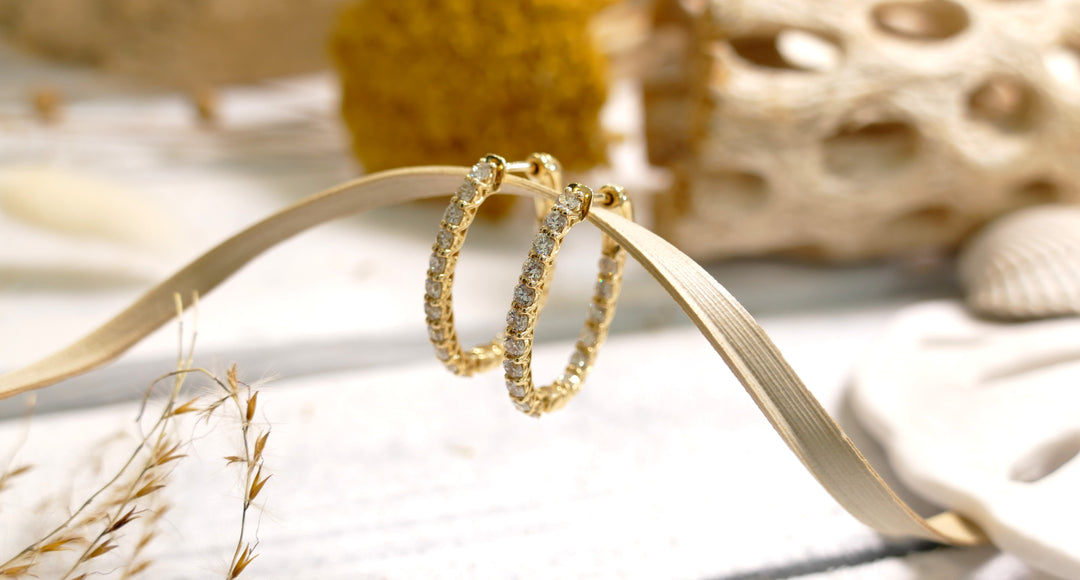 14k Yellow Gold 2ctw Diamonds Oval Small Hoop Earrings