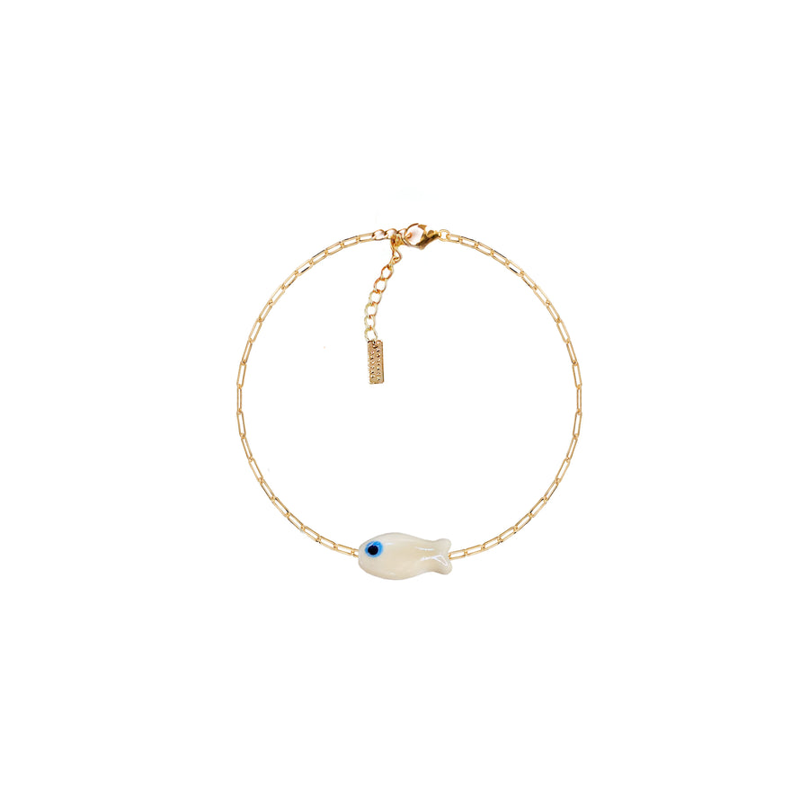 Adriana Pappas - Ceramic - 14K Gold Filled - Ivory - Chain Fish Bracelet