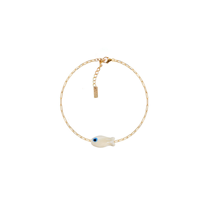 Adriana Pappas - Ceramic - 14K Gold Filled - Ivory - Chain Fish Bracelet