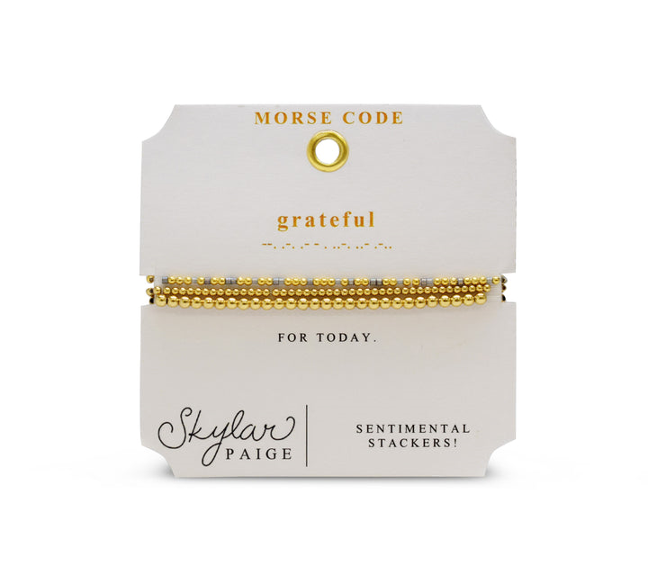 Skylar Paige Tila Bead Gold Morse Code Multicolor Stretch Bracelet