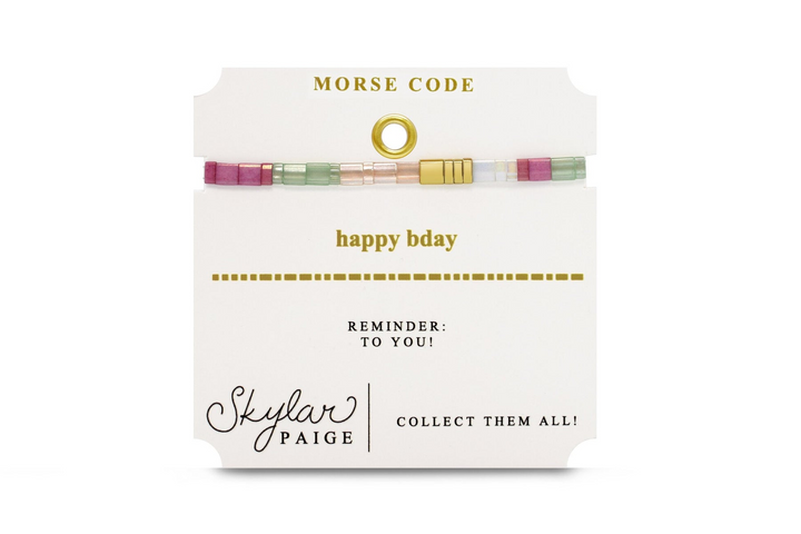Stia Couture - - Gold "Happy Bday" Tila Bead Stretch Bracelet