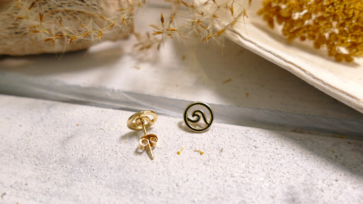 14k Yellow Gold Wave Earrings