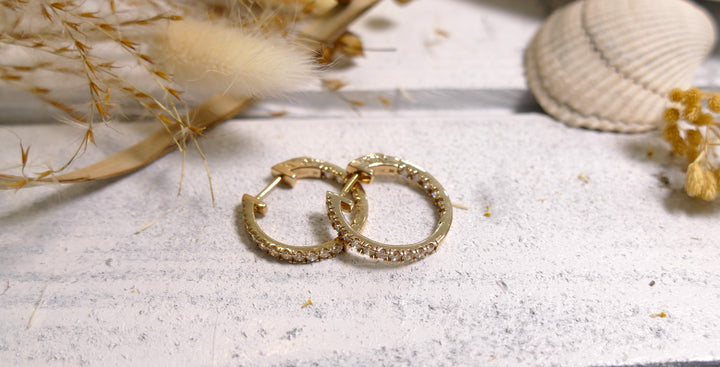10K Yellow Gold 0.15ct - Inside Out - Natural Diamond Round Earrings