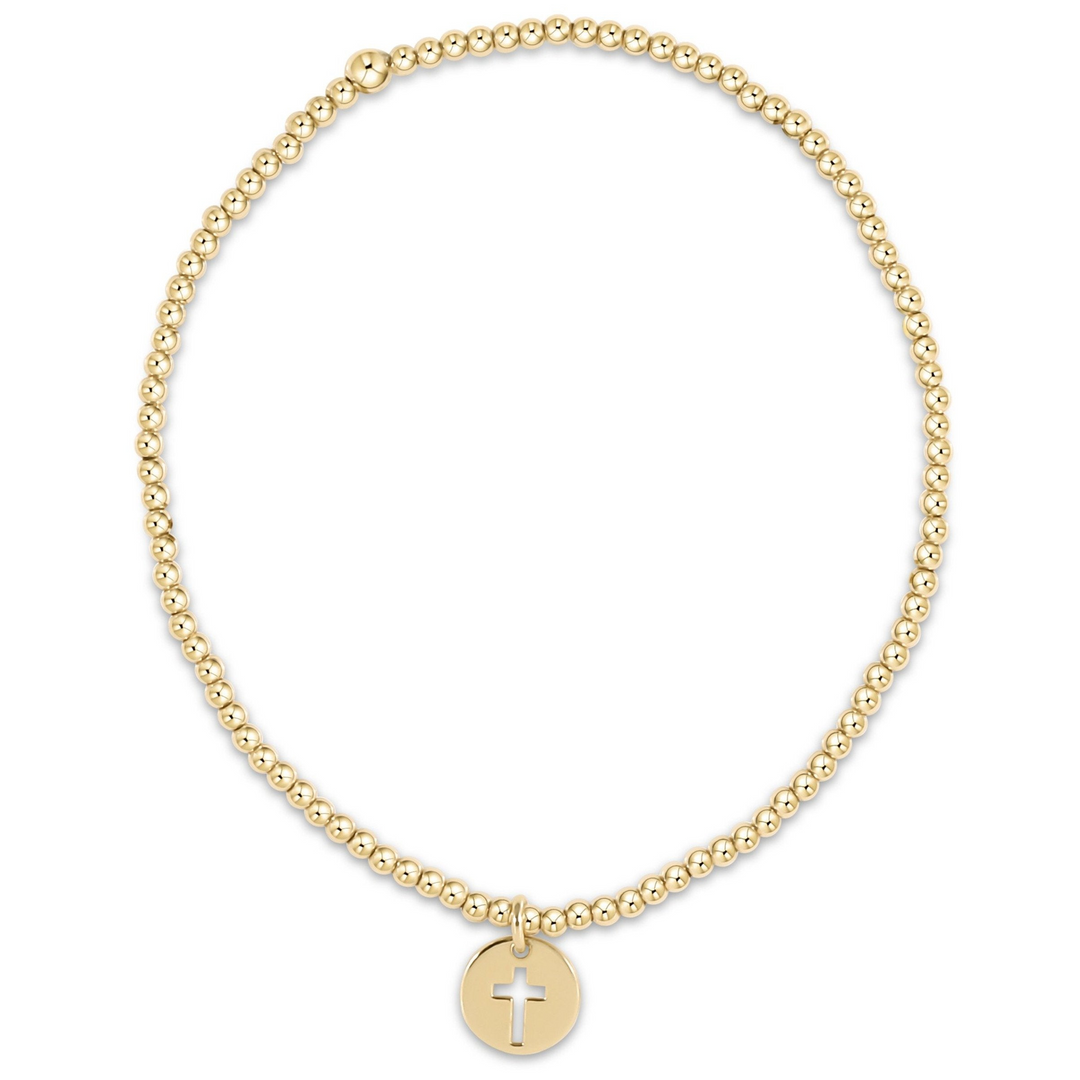 enewton - Classic Bead Bracelet Small Cross Disc Gold-Filled Bracelet (E-Girl 5.5")