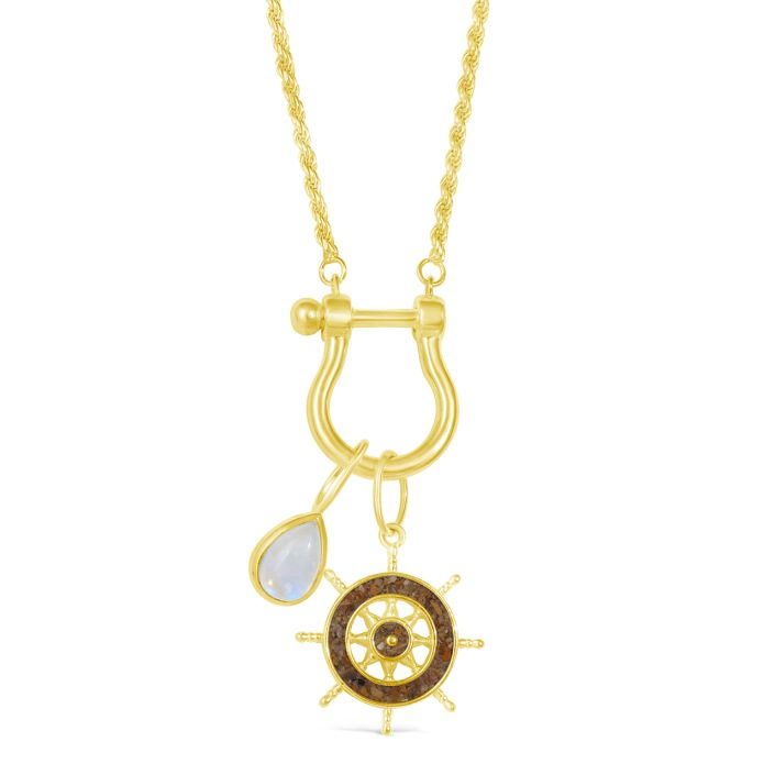 Dune - Sterling Silver - Gold Vermeil The Captain's Necklace Moonstone Necklace Wheat Chain (16"-19")