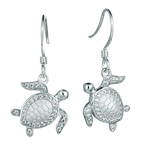 SS Pave CZ Turtle Dangle Earri