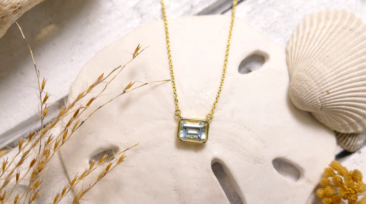 Dune - Sterling Silver - Gold Vermeil Baguette Aquamarine Necklace