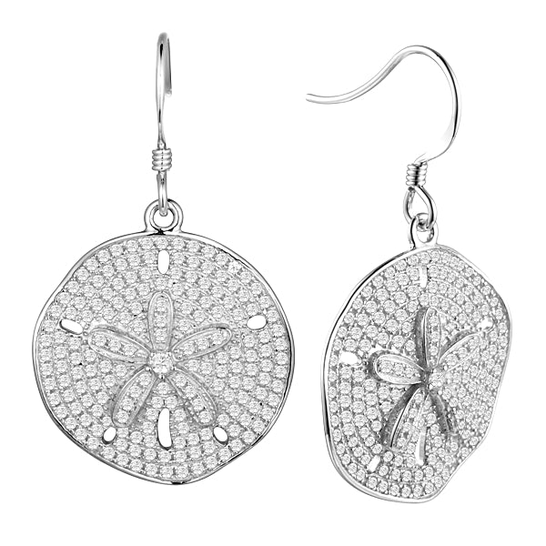 SS PAVE CZ Sand Dollar Earring