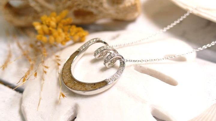 Dune - Sterling Silver - Silver Spindrift Natural Diamond Ocean City Beach Sand Statement Necklace