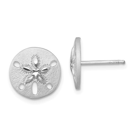 Sterling Silver - Silver Textured Sanddollar Stud Earrings