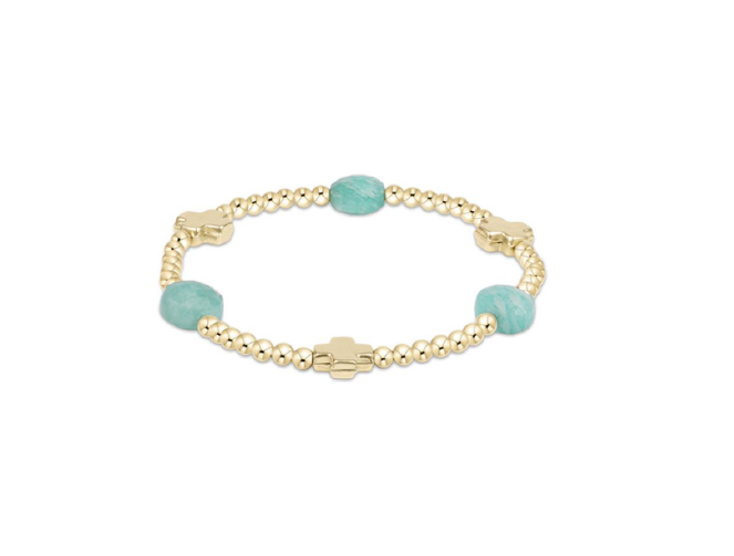 enewton - 14k gold-filled - Signature Cross & Amazonite Gem 3mm Admire Bead Bracelet