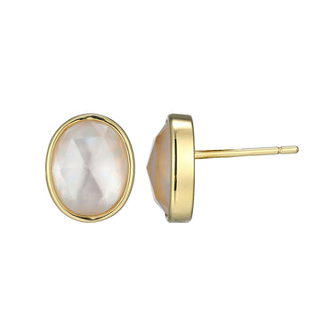SS 18KGP OVAL MOP DOUBLET STUD