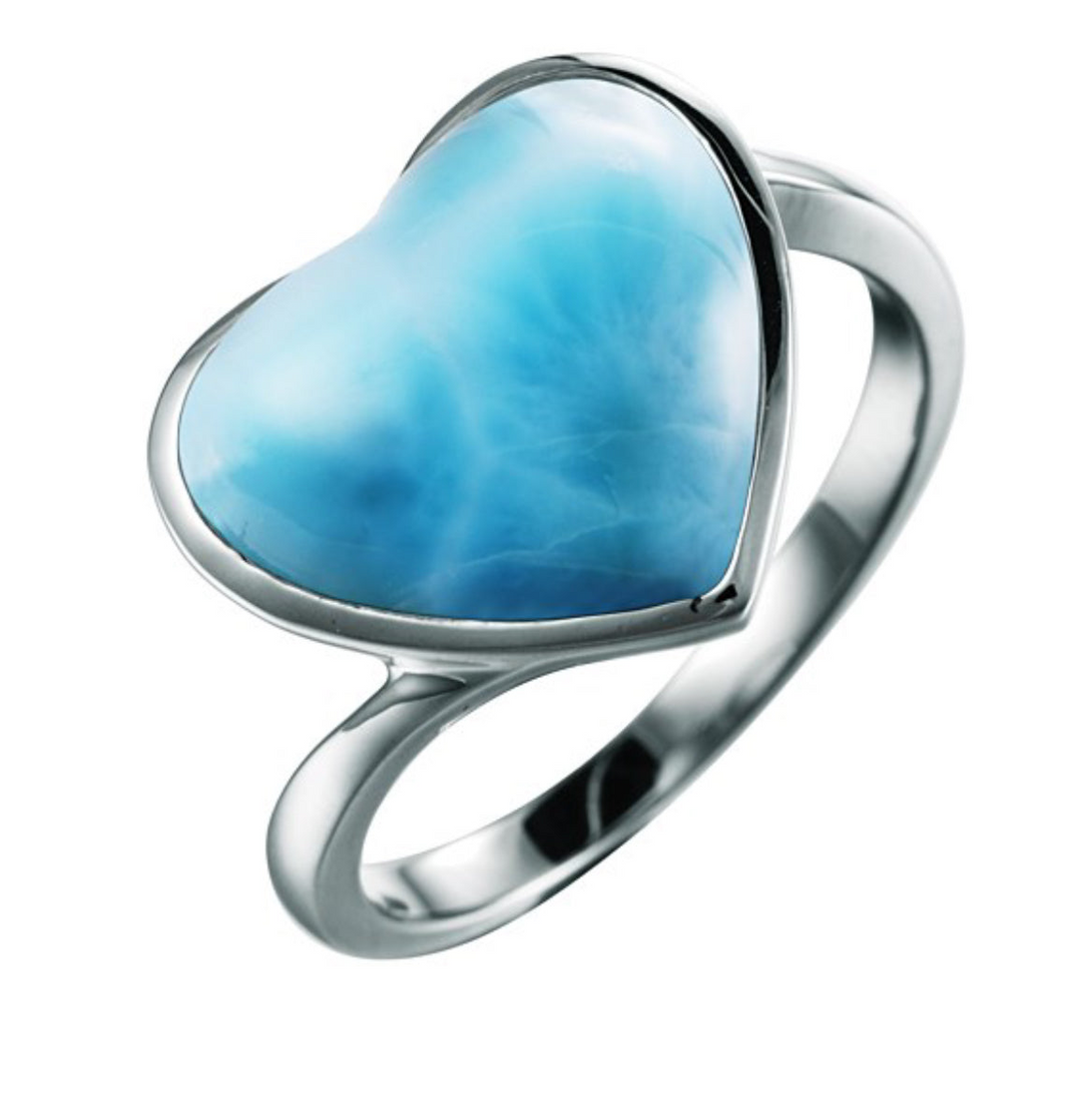 SS Larimar Heart Ring #9;