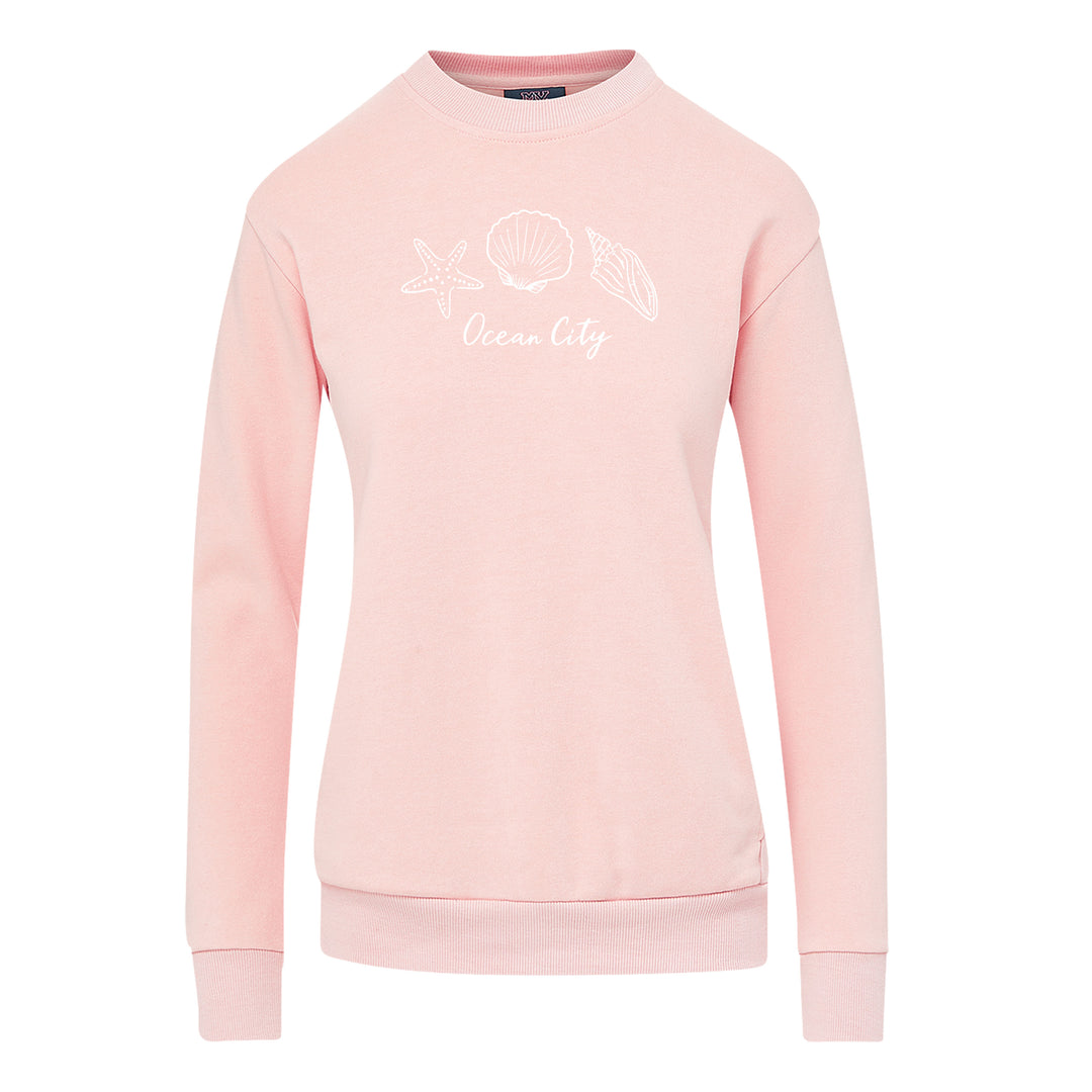 Ocean City Classics - Long Sleeve Fleece Sea Shells Sweatshirt - Light Pink