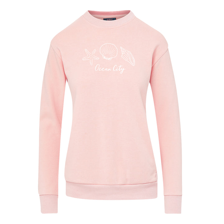 Ocean City Classics - Long Sleeve Fleece Sea Shells Sweatshirt - Light Pink