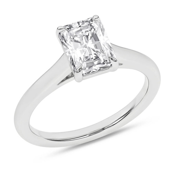 14k White Gold 1.5 CTW Lab Grown Diamond Radiant Ring