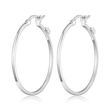 Elle - Sterling Silver - 35mm Hoop Earrings