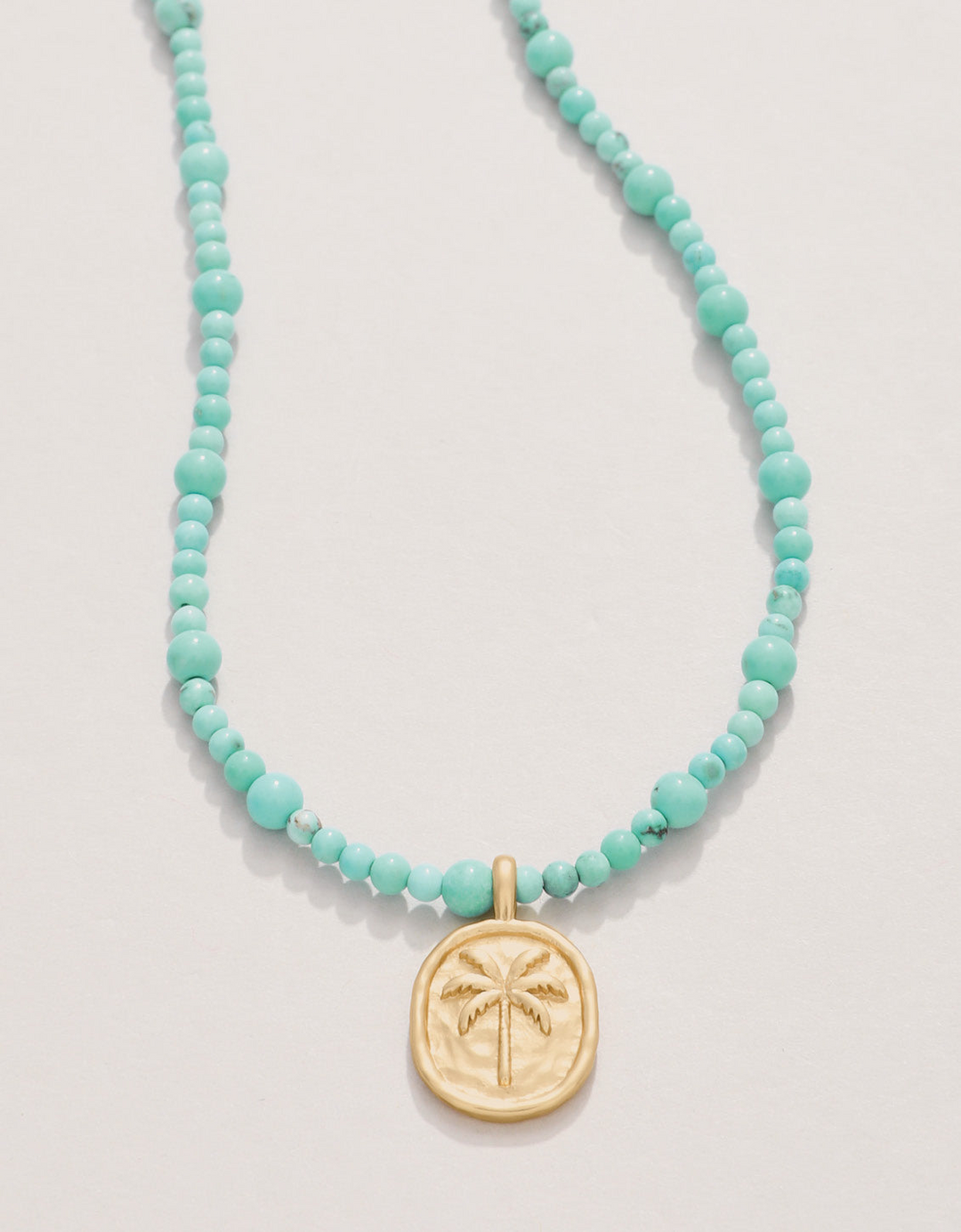 Spartina - - 18K Gold Plated Beaded Turquoise Palm Tree Necklace 17"