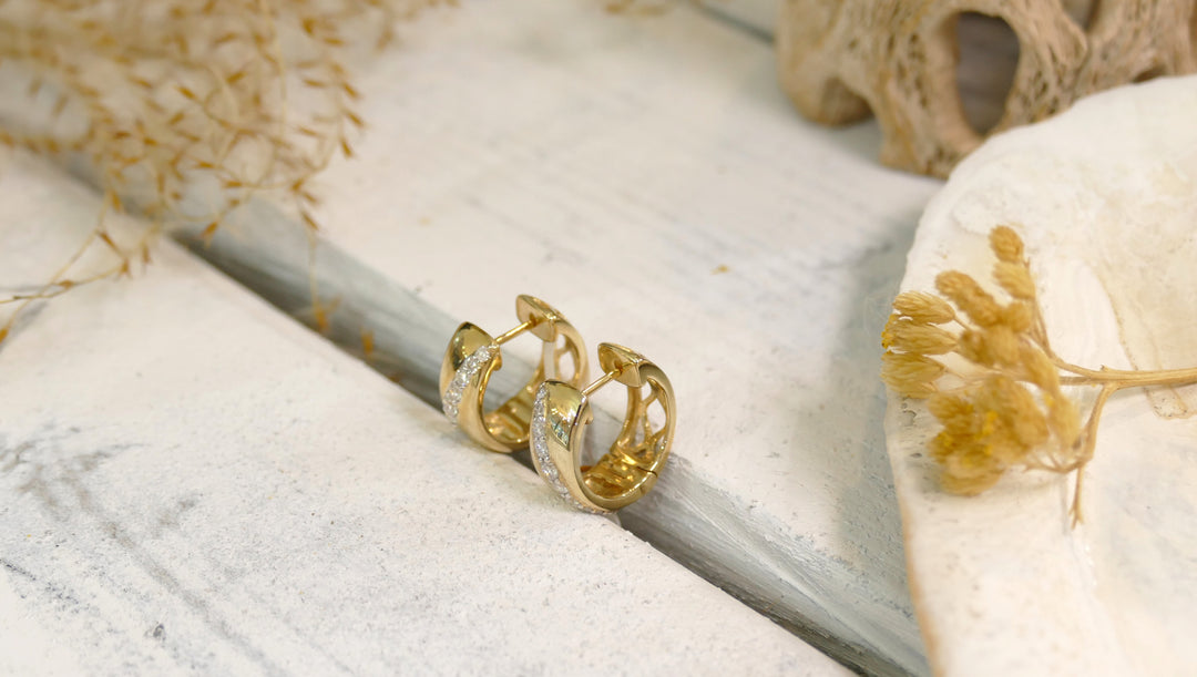 14k Yellow Gold 0.38ct Diamonds Huggie Earrings