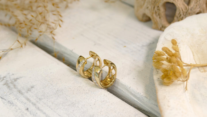 14k Yellow Gold 0.38ct Diamonds Huggie Earrings