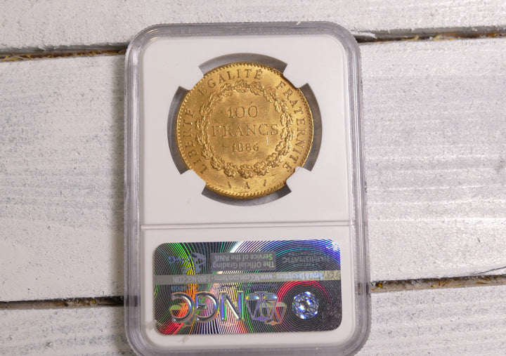 1886 FRENCH 100 FRANCS A Mint MS63