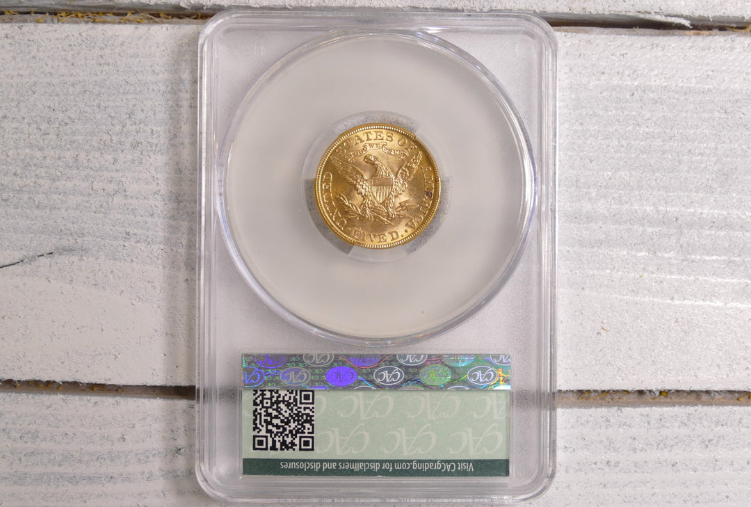 US 1901 $5 HALF EAGLE CAC MS64