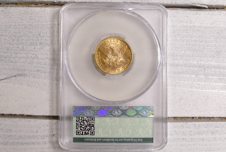 US 1901 $5 HALF EAGLE CAC MS64