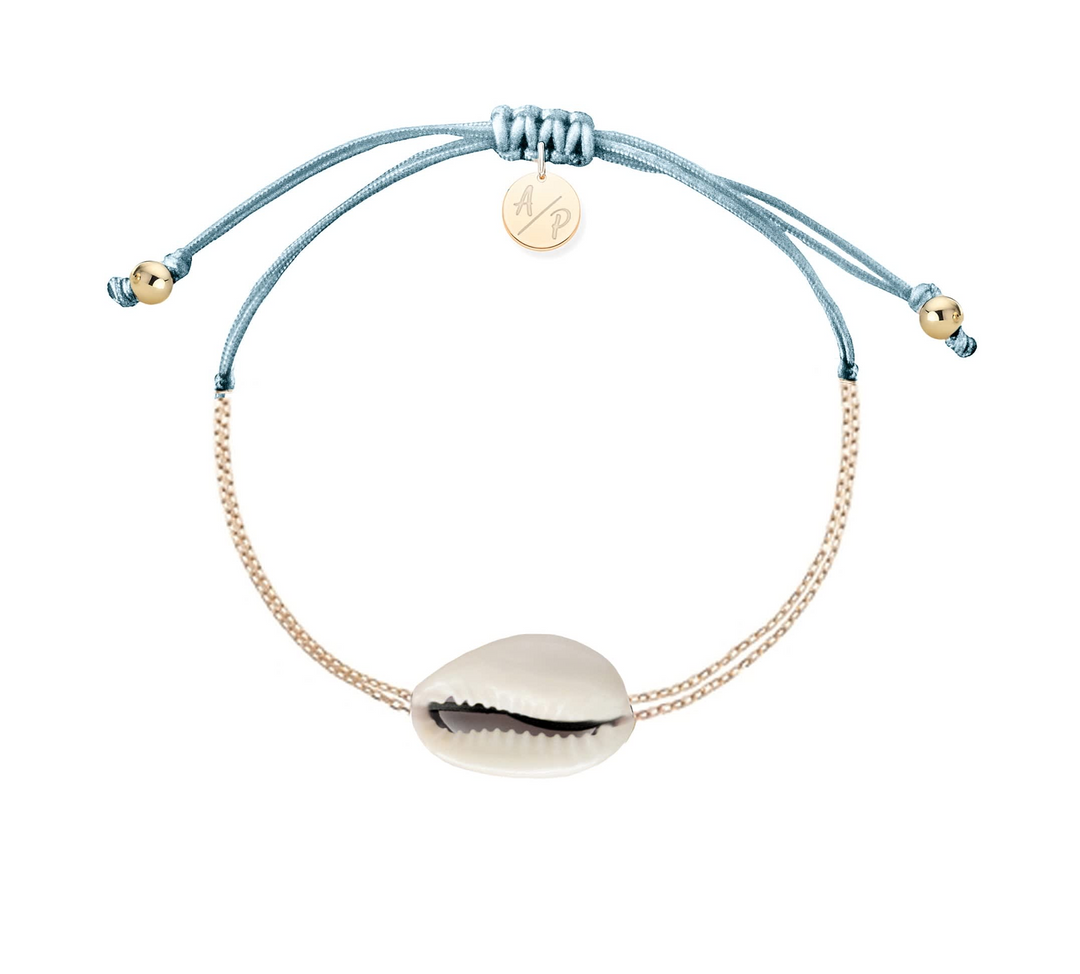 Adriana Pappas - - 14K Gold Filled - Blue - Heishi Shells Shell Chain Bracelet 6.5-8"