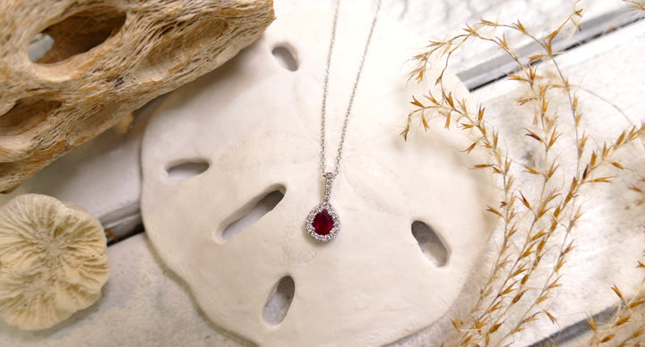 14k White Gold 0.40ct Ruby Pear Pendant