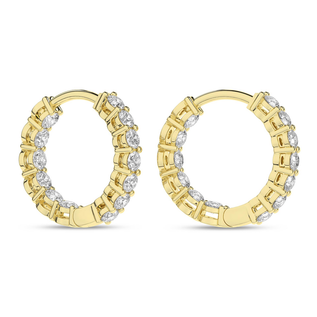 14k Yellow Gold 1ctw Lab Grown Diamond Round Huggie In & Out Earrings