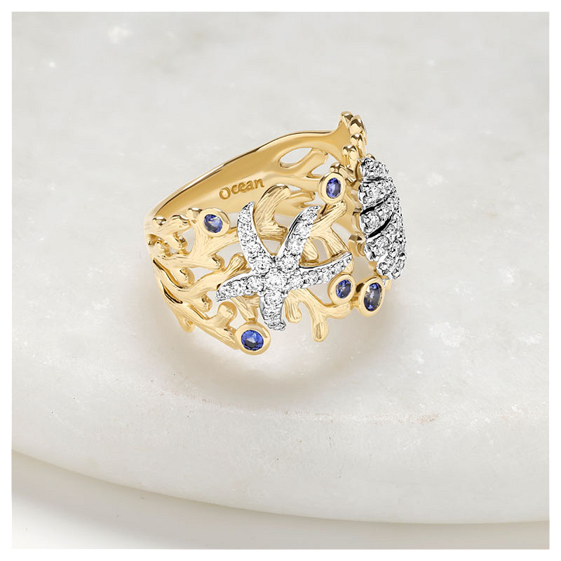 14kt Gold Lab Sapphire and Dia