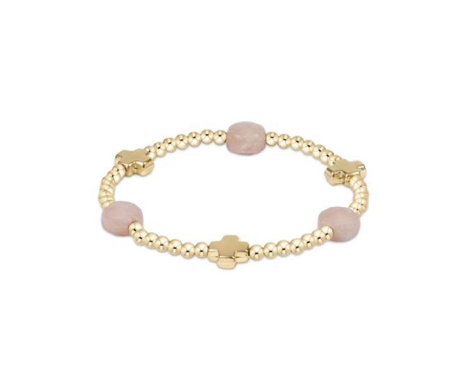 enewton - 14k gold-filled - Signature Cross & Pink Opal Gem 3mm Admire Bead Bracelet