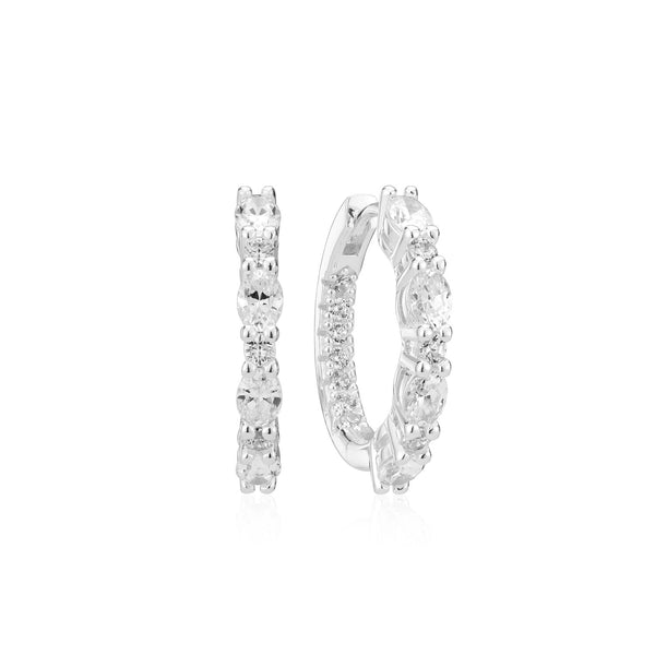 Sif Jakobs - Sterling Silver - "Ellera Ovale Grande" Cubic Zirconia Hoop Earrings