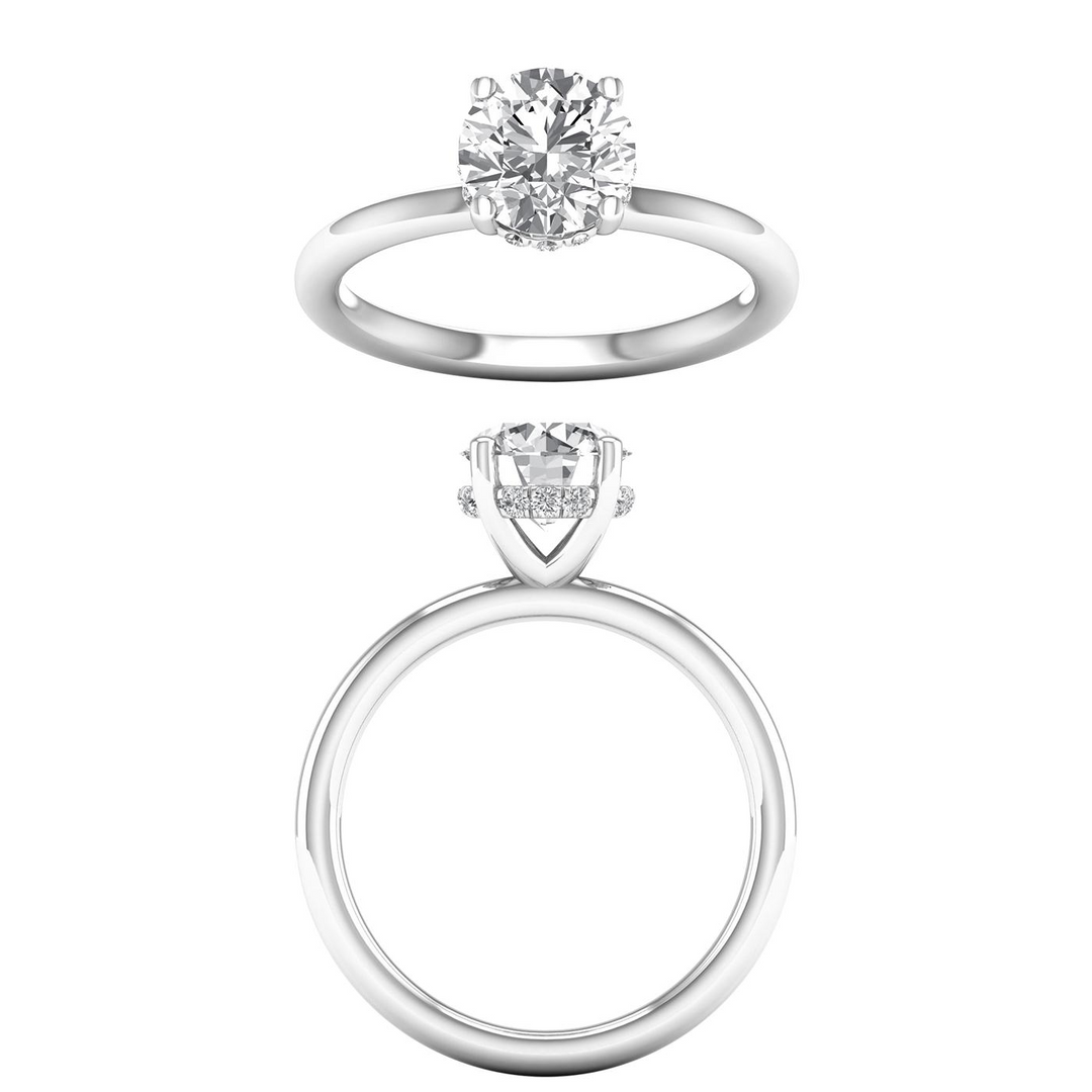 14k White Gold 2.10ct Lab Grown Diamond Halo Ring (Size 7)