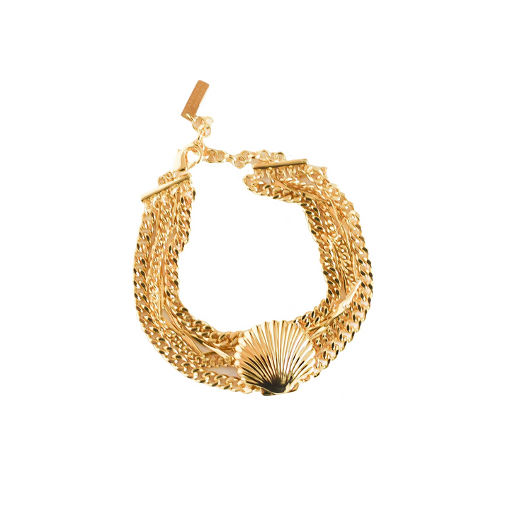 Adriana Pappas - Brass - 14K Gold Filled Multi Chain - Scallop Shell Bracelet