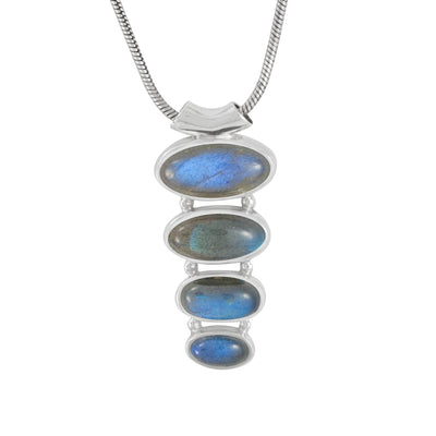 Sterling Silver With 4 Labradorite Oval Drop