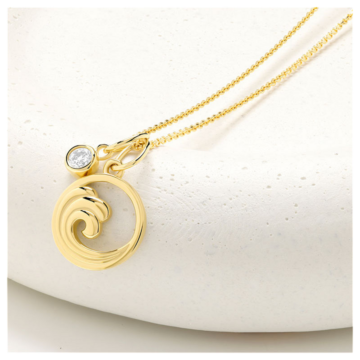 14kt Gold Lab Diamond Wave Nec
