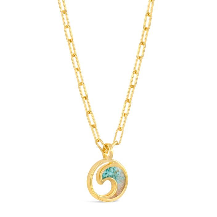 Dune - Sterling Silver - Gold Vermeil Wave Turquoise Gradient Ocean City Beach Sand Necklace 16-20" (adjustable)