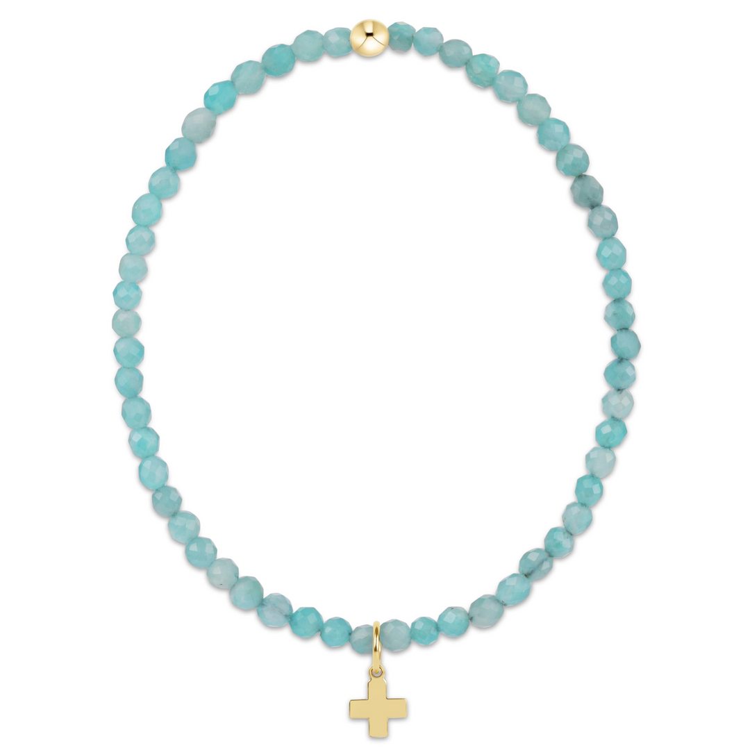 enewton - Classic Signature Cross 3mm - Amazonite Gold-Filled Bracelet (Standard 6.25")