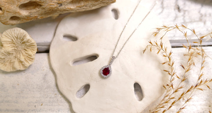 14k White Gold 0.40ct Ruby Pear Pendant