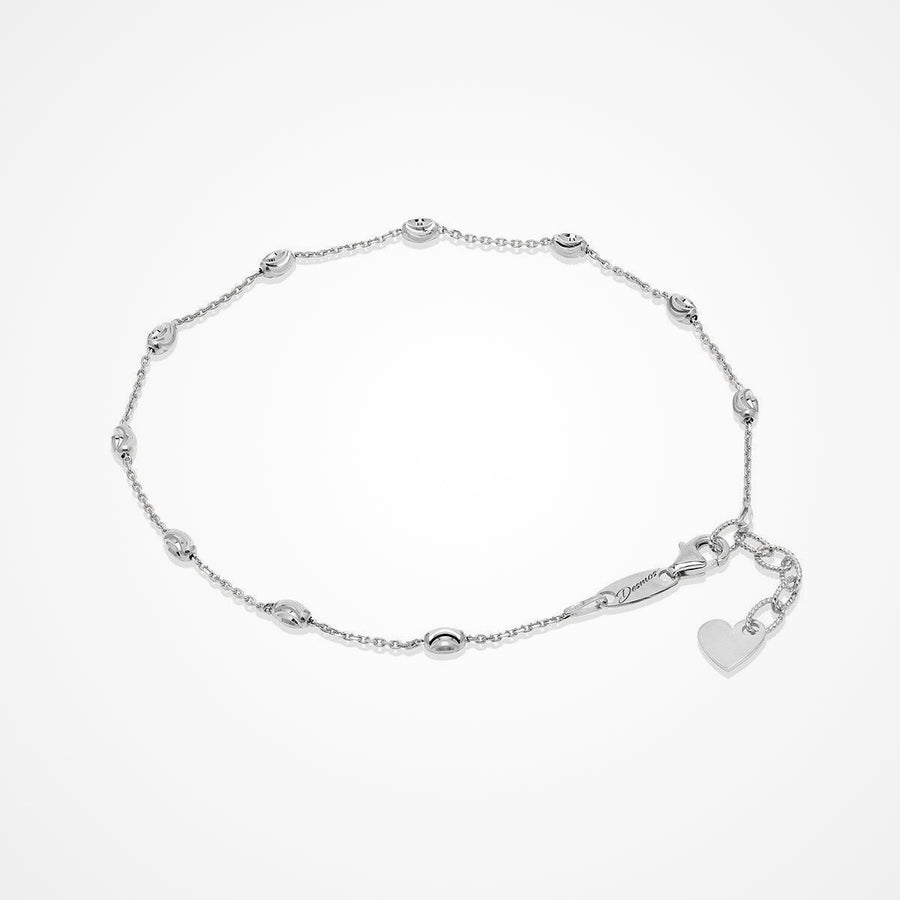 Desmos - Sterling Silver - Silver Bead Anklet 9"