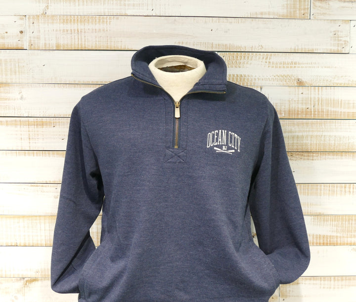 GEAR - Long Sleeve 1/4 Zip Cadet Collar OC Oars Sweatshirt - Navy