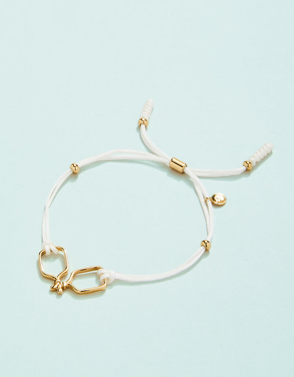 Stainless Steel 14K Gold Plated Cord Pickle Ball Bracelet