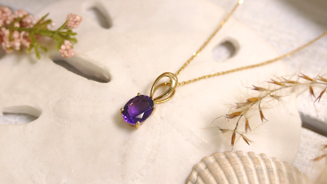 14k Yellow Gold 1.1ct Amethyst Oval Pendant