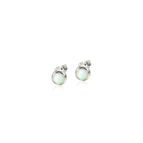 SS 925 Round Opal Stud Earring