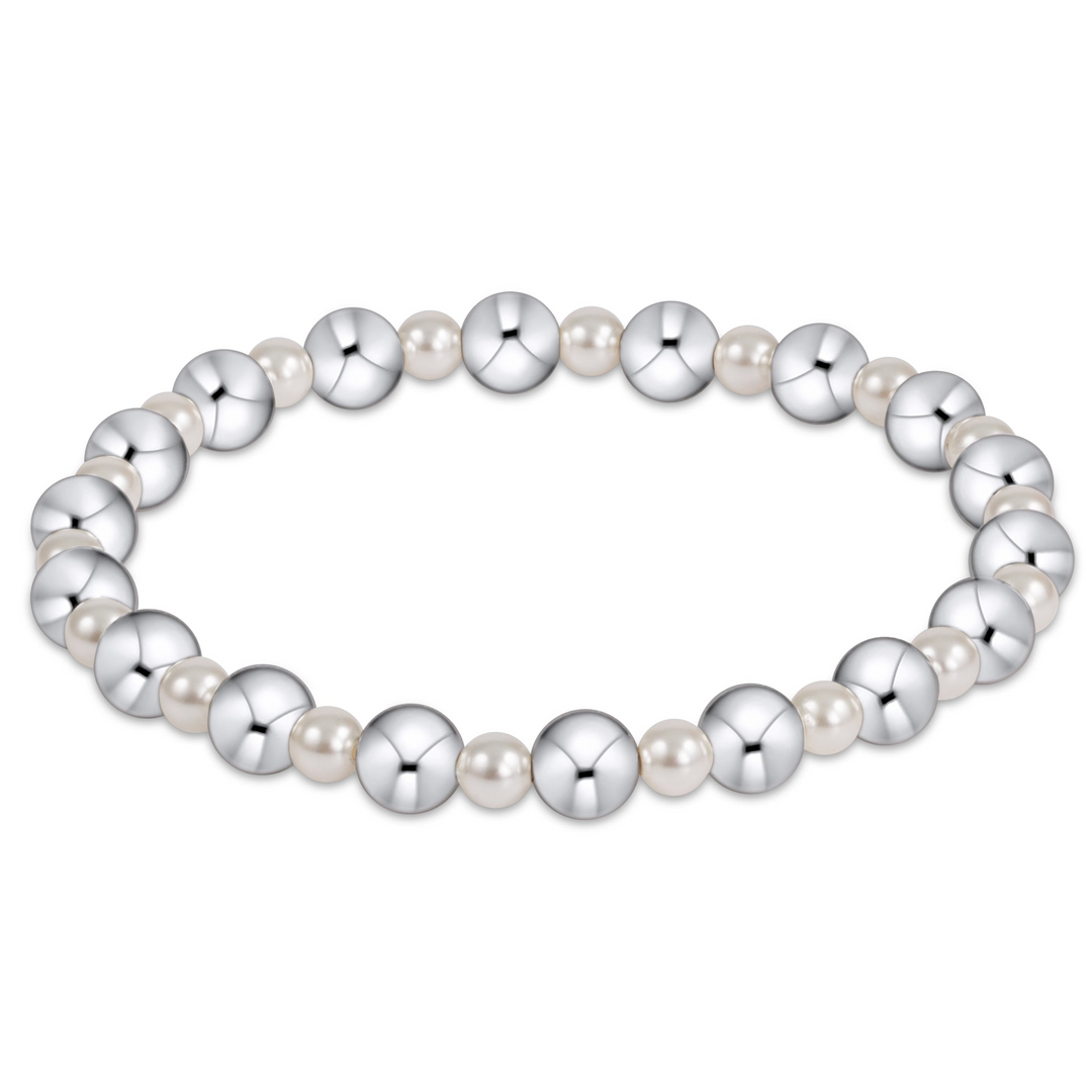 enewton - Classic Grateful Pattern 4mm Pearl & 2mm Sterling Silver Bracelet (Standard 6.25")