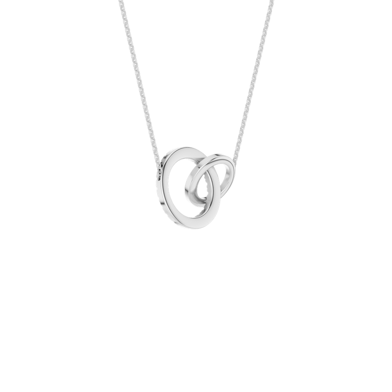 14k White Gold Interlinked Circle Round 0.62ctw Lab Diamond Necklace