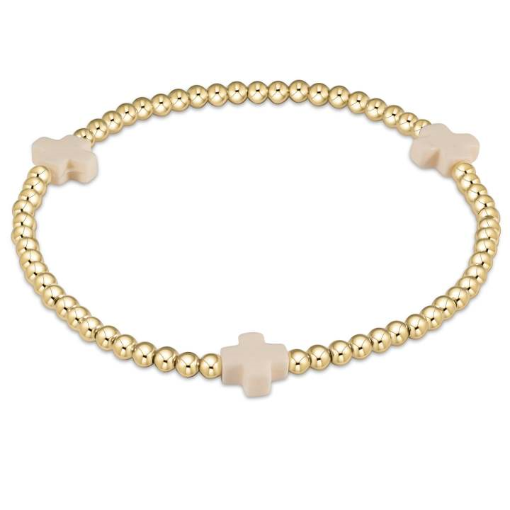 enewton - Beaded Bracelet Signature Cross Off White Cross Gold-Filled Bracelet (Standard 6.25")