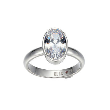 SS RHOD OVAL CZ RING #7