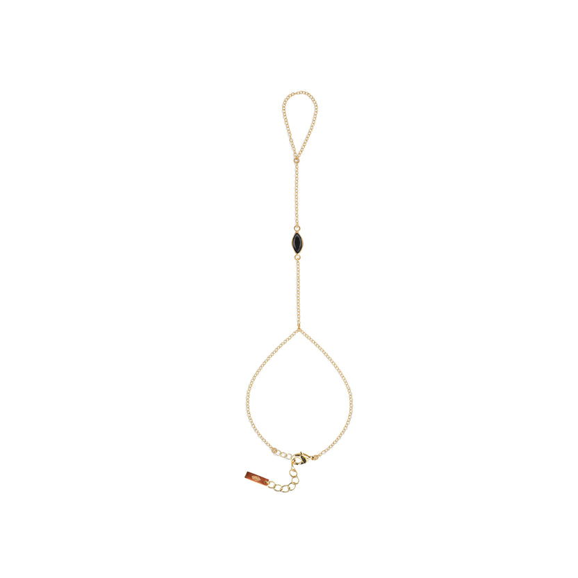 Adriana Pappas - Brass - Gold Filled Black Marquise Cubic Zirconia Hand Chain